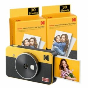 Cámara Digital Instantánea Kodak Mini Shot 2 Retro/ Tamaño Foto 5.3x8.6cm/ incluí 2x Papel Fotográfico/ amarelo