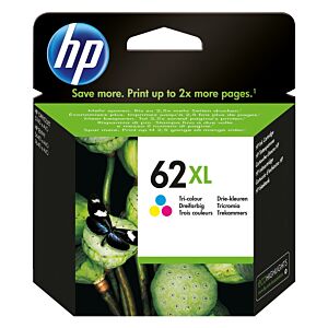 HP Tinteiro original 62XL Tricolor de elevado rendimento